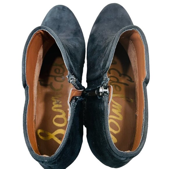 Sam Edelman Women's Petty Boots Sz 6 Black Suede Leather Bootie Block Heel Boho - Picture 10 of 10